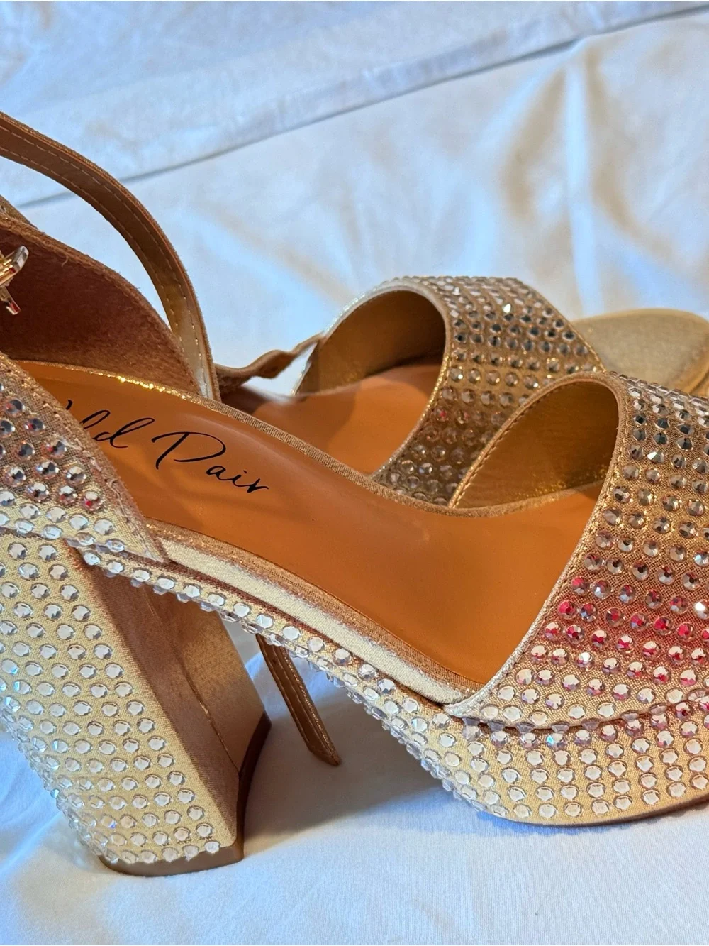 Wild Pair Gold Crystal-Embellished Platform Heels